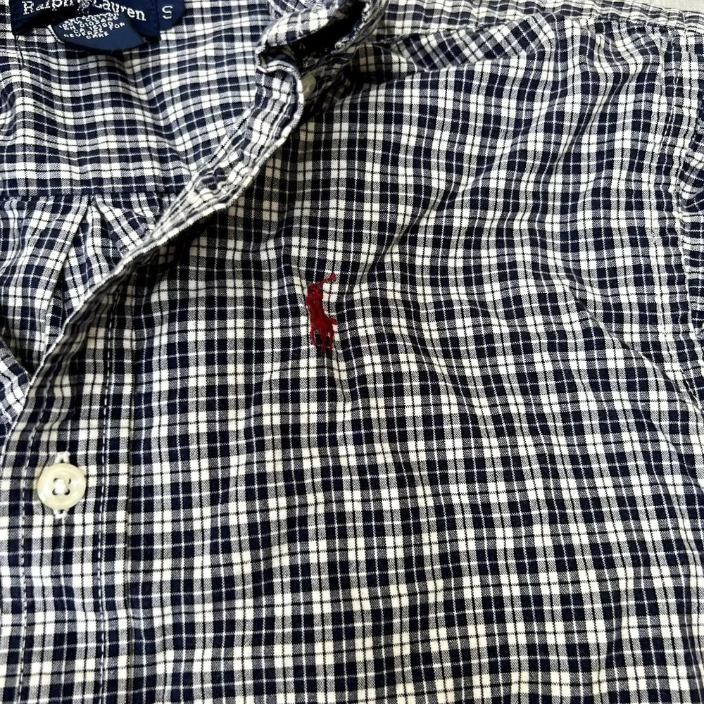 Ralph Lauren‎ Boys Size Small S (8) Blue White Plaid Button Down